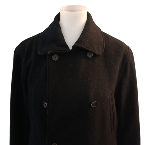 J. Crew Women's Black Pea Coat Size Medium Wool Blend Jacket - Picture 2 of 9